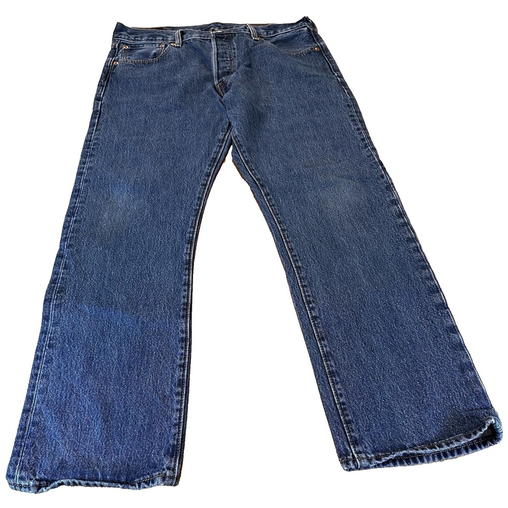 Levi's 501 Jeans Mens Blue Button Fly Straight Leg Denim Regular Fit Size 34x29